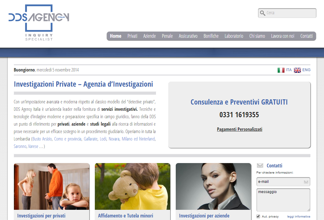 Ottimizzazione SEO SEM e posizionamento sito web agenzia investigativa DDS Agency