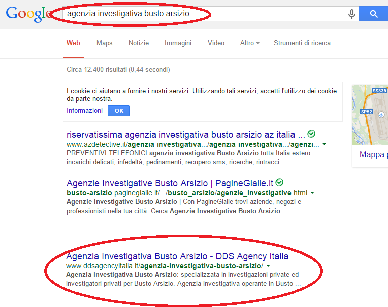 posizionamento sito web dds agency prima pagina Google - agenzia investigativa Busto Arsizio