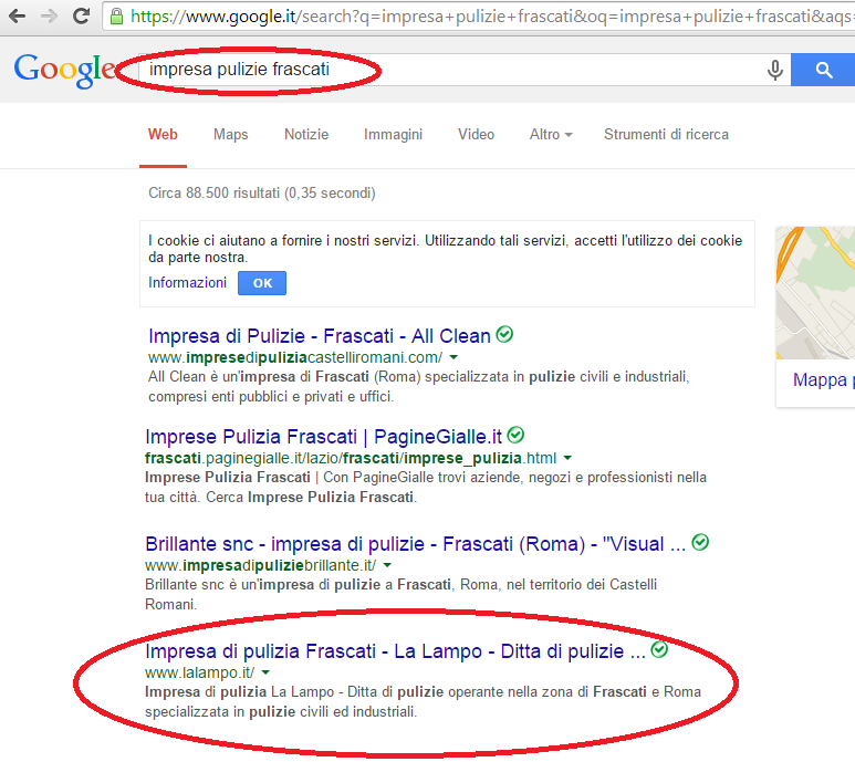Impresa pulizie posizionamento prima pagina Google